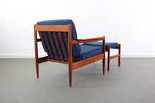 Load image into Gallery viewer, Teak Lounge Chair with Matching Ottoman attributed to Arne Vodder in Blue-ABT Modern