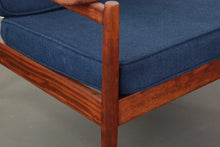 Load image into Gallery viewer, Teak Lounge Chair with Matching Ottoman attributed to Arne Vodder in Blue-ABT Modern