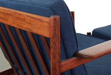 Load image into Gallery viewer, Teak Lounge Chair with Matching Ottoman attributed to Arne Vodder in Blue-ABT Modern