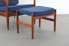Load image into Gallery viewer, Teak Lounge Chair with Matching Ottoman attributed to Arne Vodder in Blue-ABT Modern