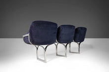 Load image into Gallery viewer, Three (3) Seat Bench / Sofa in Navy Blue Velvet Set on a Chrome Base Attributed to Milo Baughman, c. 1970s-ABT Modern