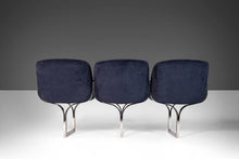 Load image into Gallery viewer, Three (3) Seat Bench / Sofa in Navy Blue Velvet Set on a Chrome Base Attributed to Milo Baughman, c. 1970s-ABT Modern