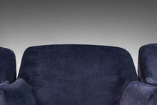 Load image into Gallery viewer, Three (3) Seat Bench / Sofa in Navy Blue Velvet Set on a Chrome Base Attributed to Milo Baughman, c. 1970s-ABT Modern