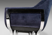 Load image into Gallery viewer, Three (3) Seat Bench / Sofa in Navy Blue Velvet Set on a Chrome Base Attributed to Milo Baughman, c. 1970s-ABT Modern