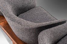 Load image into Gallery viewer, Three (3) Seat Modular Bench in Walnut & New Charcoal Tweed Upholstery Attributed to Arthur Umanoff, USA, c. 1960's-ABT Modern