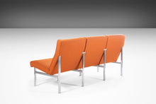 Load image into Gallery viewer, Three Seat Sofa / Bench in Original Orange Upholstery on a Chrome Base After Florence Knoll, c. 1960s-ABT Modern