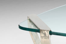 Load image into Gallery viewer, Triangular "Guitar Pick" Glass Coffee Table with Architectural Chrome Legs for Pace, USA, c. 1980's-ABT Modern