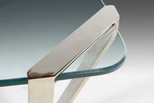 Load image into Gallery viewer, Triangular "Guitar Pick" Glass Coffee Table with Architectural Chrome Legs for Pace, USA, c. 1980's-ABT Modern