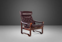 Load image into Gallery viewer, Tufted Oxblood Leather Lounge Chair and Ottoman in Afromosia Wood After Westnofa, c. 1970s-ABT Modern