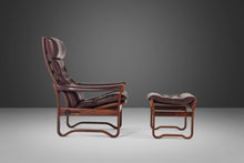 Load image into Gallery viewer, Tufted Oxblood Leather Lounge Chair and Ottoman in Afromosia Wood After Westnofa, c. 1970s-ABT Modern