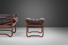 Load image into Gallery viewer, Tufted Oxblood Leather Lounge Chair and Ottoman in Afromosia Wood After Westnofa, c. 1970s-ABT Modern