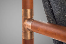 Load image into Gallery viewer, Unique Industrial Brass and Walnut Lounge Chair w/ Gray Tweed Upholstery, USA, c. 1970's-ABT Modern