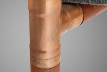 Load image into Gallery viewer, Unique Industrial Brass and Walnut Lounge Chair w/ Gray Tweed Upholstery, USA, c. 1970's-ABT Modern