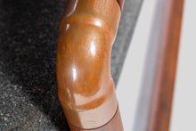 Load image into Gallery viewer, Unique Industrial Brass and Walnut Loveseat and Matching Chair w/ Gray Tweed Upholstery, USA, c. 1970's-ABT Modern