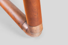 Load image into Gallery viewer, Unique Industrial Brass and Walnut Loveseat w/ Gray Tweed Upholstery, USA, c. 1970's-ABT Modern