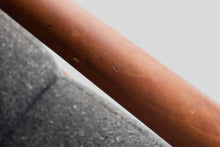 Load image into Gallery viewer, Unique Industrial Brass and Walnut Loveseat w/ Gray Tweed Upholstery, USA, c. 1970's-ABT Modern