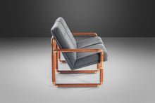 Load image into Gallery viewer, Unique Industrial Brass and Walnut Loveseat w/ Gray Tweed Upholstery, USA, c. 1970's-ABT Modern