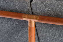 Load image into Gallery viewer, Unique Industrial Brass and Walnut Loveseat w/ Gray Tweed Upholstery, USA, c. 1970's-ABT Modern