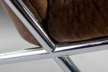 Load image into Gallery viewer, Ward Bennett Scissor Lounge Chair in Original Brown Upholstery on a Striking Chrome Frame, c. 1960s-ABT Modern