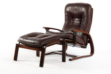 Load image into Gallery viewer, Westnofa Bentwood Lounge Chair in Distressed Leather and Rosewood With Complimentary Ottoman-ABT Modern