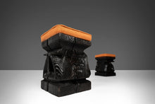 Load image into Gallery viewer, William Westerhaven for Witco Hand Carved Stools in Knit Fabric Upholstery, c. 1960s-ABT Modern