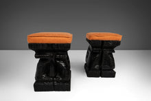 Load image into Gallery viewer, William Westerhaven for Witco Hand Carved Stools in Knit Fabric Upholstery, c. 1960s-ABT Modern