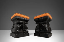 Load image into Gallery viewer, William Westerhaven for Witco Hand Carved Stools in Knit Fabric Upholstery, c. 1960s-ABT Modern