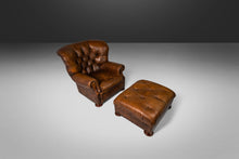 Load image into Gallery viewer, Wingback Writer's Chair and Ottoman by Henredon for Ralph Lauren in Thick Heavy Patinated Leather, USA-ABT Modern