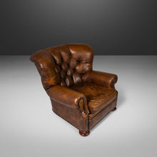 Load image into Gallery viewer, Wingback Writer's Chair and Ottoman by Henredon for Ralph Lauren in Thick Heavy Patinated Leather, USA-ABT Modern