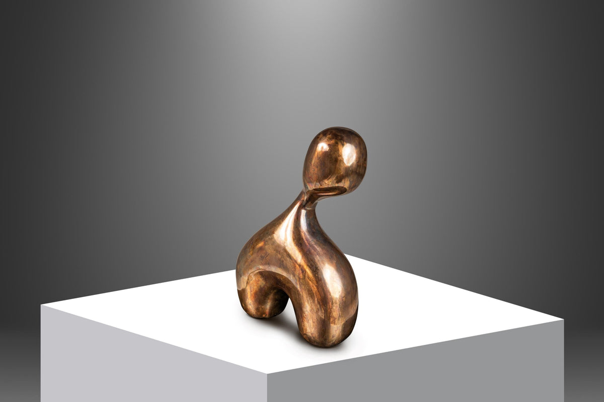 Abstract Modern Foundry-Poured Figurative Sculpture in Bronze by Mark
