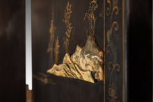 Load image into Gallery viewer, Antique Chinese Black Lacquered Four Panel Folding Screen Room Divider w/ Carved Hardstone, China, c. 1950s-ABT Modern

