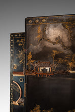 Load image into Gallery viewer, Antique Chinese Black Lacquered Four Panel Folding Screen Room Divider w/ Carved Hardstone, China, c. 1950s-ABT Modern
