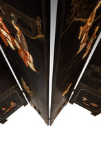 Load image into Gallery viewer, Antique Chinese Black Lacquered Four Panel Folding Screen Room Divider w/ Carved Hardstone, China, c. 1950s-ABT Modern
