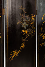 Load image into Gallery viewer, Antique Chinese Black Lacquered Four Panel Folding Screen Room Divider w/ Carved Hardstone, China, c. 1950s-ABT Modern
