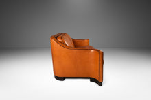 Load image into Gallery viewer, Art Deco Mid-Century Modern Loveseat Sofa with Sculptural Arms in Patinaed Leather, USA, c. 1970s-ABT Modern
