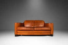 Load image into Gallery viewer, Art Deco Mid-Century Modern Loveseat Sofa with Sculptural Arms in Patinaed Leather, USA, c. 1970s-ABT Modern
