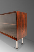 Load image into Gallery viewer, Bespoke 6ft Danish Mid-Century Modern Sofa Table / Display / Bookcase in Rosewood w/ Glass Sliding Doors, Denmark, c. 1960s-ABT Modern
