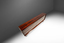 Load image into Gallery viewer, Bespoke 6ft Danish Mid-Century Modern Sofa Table / Display / Bookcase in Rosewood w/ Glass Sliding Doors, Denmark, c. 1960s-ABT Modern
