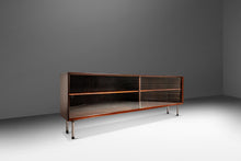 Load image into Gallery viewer, Bespoke 6ft Danish Mid-Century Modern Sofa Table / Display / Bookcase in Rosewood w/ Glass Sliding Doors, Denmark, c. 1960s-ABT Modern
