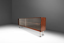 Load image into Gallery viewer, Bespoke 6ft Danish Mid-Century Modern Sofa Table / Display / Bookcase in Rosewood w/ Glass Sliding Doors, Denmark, c. 1960s-ABT Modern
