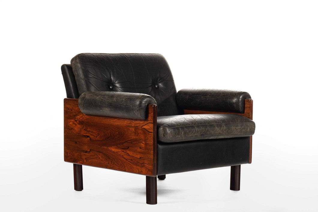 Brazilian Rosewood & Gorgeous Leather Club Chair Attributed to Percival Lafer-ABT Modern