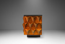 Load image into Gallery viewer, Brutalist Sculptural Diamond Faced Credenza / Sideboard With Leather Top, Italy, c. 1970s-ABT Modern
