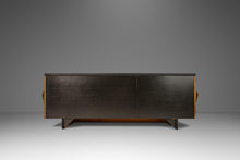 Load image into Gallery viewer, Brutalist Sculptural Diamond Faced Credenza / Sideboard With Leather Top, Italy, c. 1970s-ABT Modern
