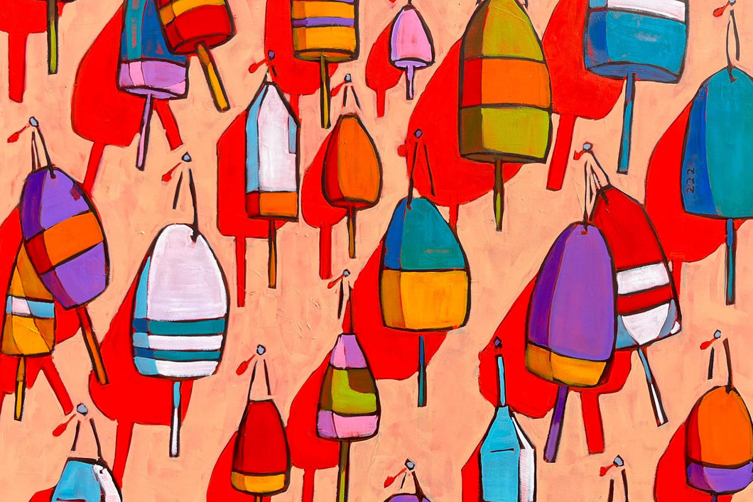 Buoys by James Mattison, 36x48, Oil on Wood Canvas, 2024-ABT Modern