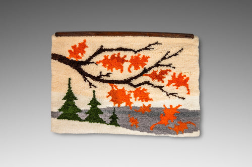 Charming Mid-Century Modern Hand-Made Latch Hook Tapestry / Wall Art, USA, c. 1970's-ABT Modern