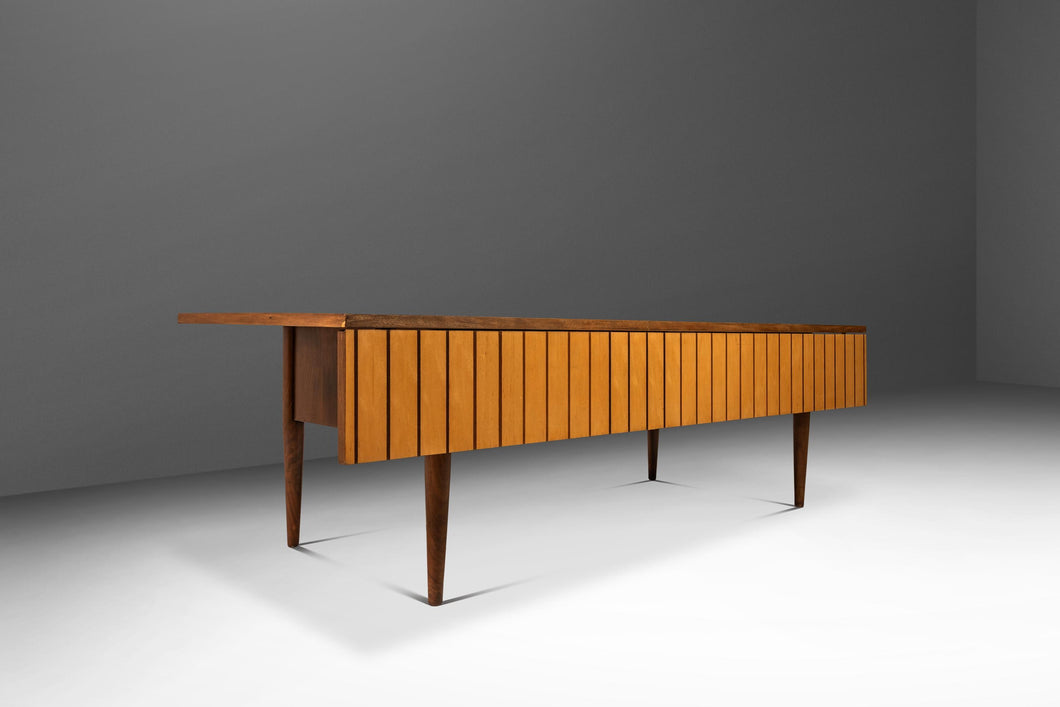 Custom-Made Two-Tone Mid-Century Modern Coffee Table w/ Drop-Leaf in Maple & Walnut, USA, c. 1960s-ABT Modern