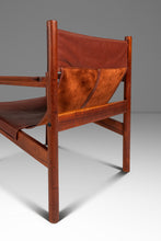 Load image into Gallery viewer, Mid-Century Modern "Roxinho" Sling Lounge Chair in Leather &amp; Teak by Michel Arnoult for Mobilia Cotemporânea, Argentina, c. 1970s
