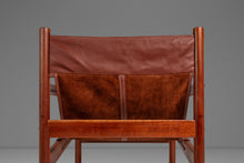 Load image into Gallery viewer, Mid-Century Modern "Roxinho" Sling Lounge Chair in Leather &amp; Teak by Michel Arnoult for Mobilia Cotemporânea, Argentina, c. 1970s
