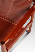 Load image into Gallery viewer, Mid-Century Modern "Roxinho" Sling Lounge Chair in Leather &amp; Teak by Michel Arnoult for Mobilia Cotemporânea, Argentina, c. 1970s

