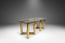 Load image into Gallery viewer, Set of Two (2) Tubular &quot;Z&quot; Table Baes in Brass Rectangular Glass Top Attributed to Karl Springer Coffee Table or Side Tables, USA, c. 1970s
